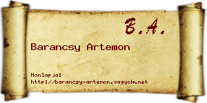 Barancsy Artemon névjegykártya